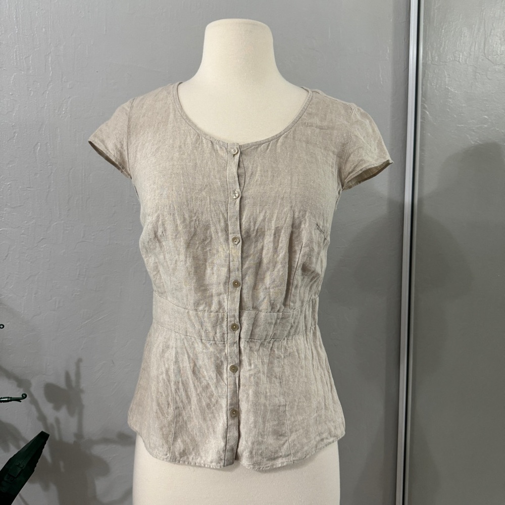 Cute Button Down Linen Loft Top - image 1